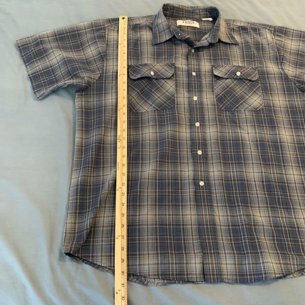 Big‎ Mac Workwear Shirt Mens 3XL Blue Plaid Short Sleeve Button Up Work Casual - Picture 4 of 6